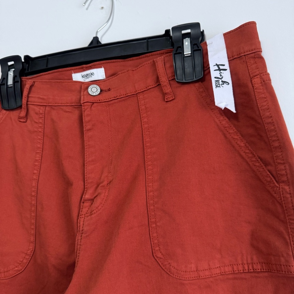 Kensie Rust Burnt Orange High Waisted Cropped Cargo Utility Pants 12 - Picture 4 of 8